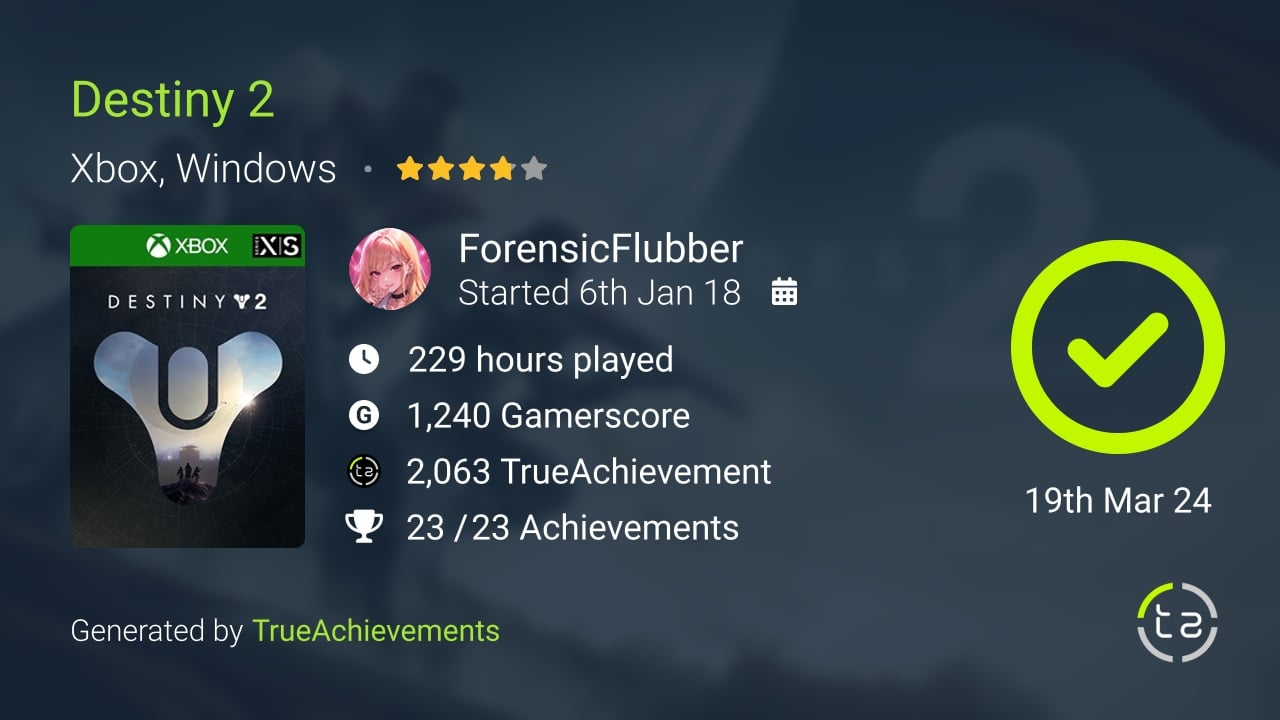Destiny 2 achievement summary